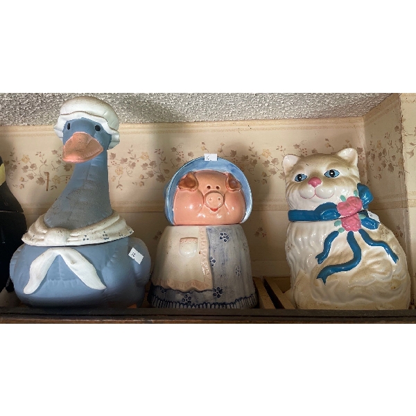 Goose Pig & Cat Cookie Jars