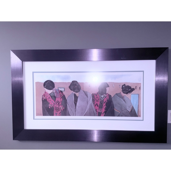Framed Art Print Titled Maidens with Black Wood Frame