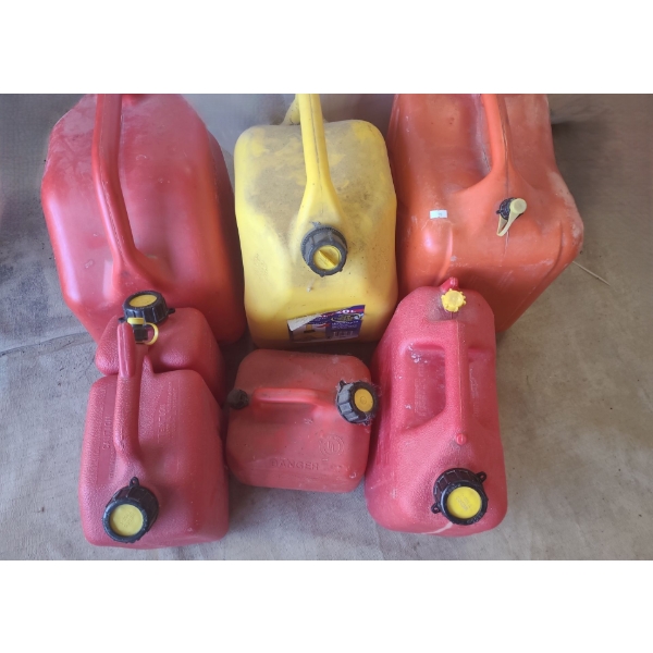 Six Gas Cans, Assorted 