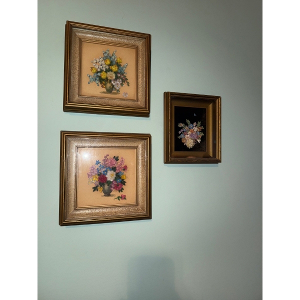 Mid Century Sea Shell Art 8"x8" In Gold Gilt Frames