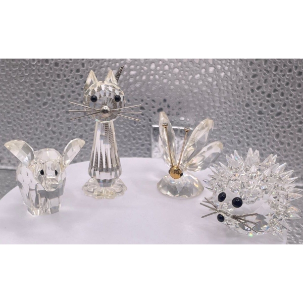 Swarovski Crystal Animal Elephant, Cat, Butterfly and Hedgehog
