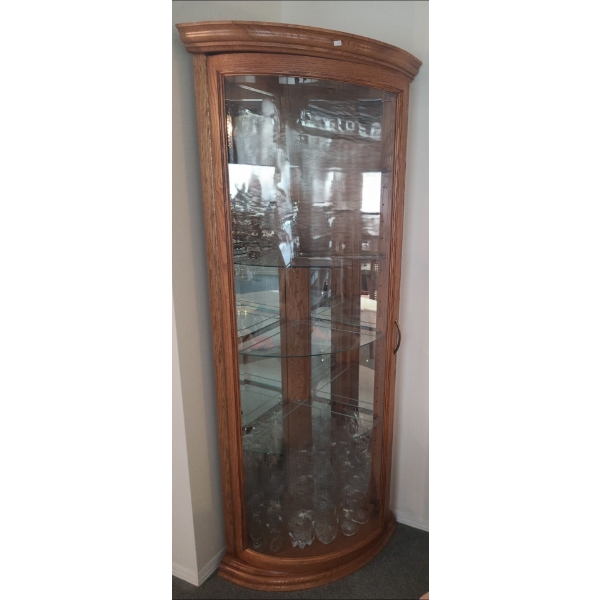 Corner Cabinet w/ Glass Shelves and Display Light 31 W, 23 D, 76 T (1)