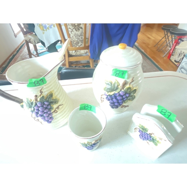Set of 4 Kitchen Decor, Pitcher, Cookie Jar, Napkin Holder, Cup