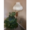 Image 2 :  Floor Lamp w/ Fringed Shade and Wooden Base, 54 T to Top of Shade and Artificial Plant 