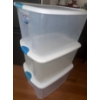 Image 2 : 3 Deep Storage Totes w/ Lids 