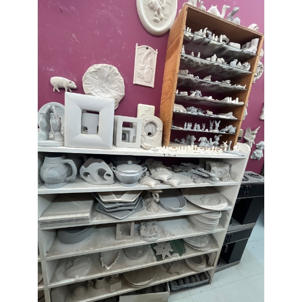  ceramic greenware all contents on shelf