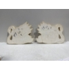 Image 2 : Chalk Birds, Pair of White Swans with Gold Coloured Accents 9.5H