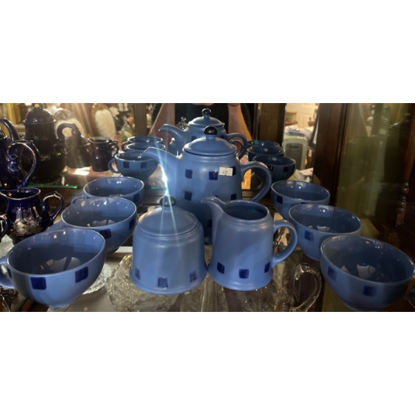 Blue Pottery Tea Set 