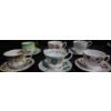 Image 6 : Bone China Teacups and Saucers, Floral Designs, 9 Sets