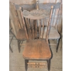 Image 1 : Hand Carved Antique Press Back Chairs (3) 25"Tall