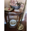 Image 3 : Ornate Oval Side Table 18 w 25 1/2 h, Floor Lamp 61 h, Bowls, Artificial Flowers & more