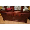 Image 2 : Cherry Finish China Cabinet with Bottom Cupboard, Glass Shelves, and Light 87 T, 60 L, 16 W