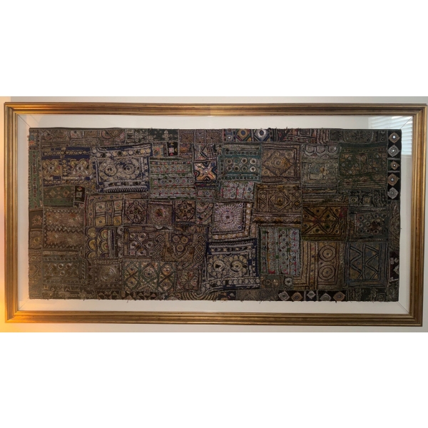 Stunning Vintage Indian Handmade Embroidered Tapestry Wall Hanging 66x34