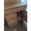 Image 6 : Oak Sideboard with Green Glass Drawer Pulls and Scalloped Backsplash