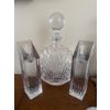 Image 1 : Crystal Decanter With Stopper and Pair of Crystal Candle Holders