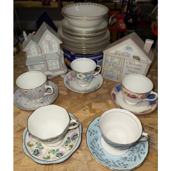Home Sweet Home Music Box, Five Assorted Tea Cups, Bowls & Saucers ++More