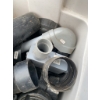 Image 4 : Tub of PVC Drain Fittings and Pump with Miscellaneous Parts
