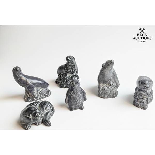 Collectible Canadian Soapstone Carvings Including Wolf Originals