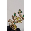 Image 4 : Three Vintage Green Gold-Tone Rhinestone Brooches with Green and Clear Stones