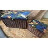 Image 4 : Wicker Storage Baskets with Floral Cushioned Lids