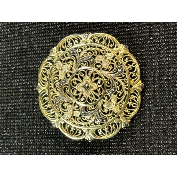 Antique Silver Gilt Marcasite Brooch