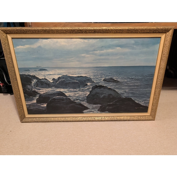 Framed Coastal Seascape Oil Painting Signed by Robert Wood