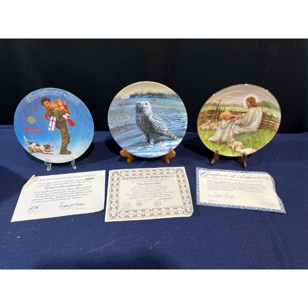 Set of Three Collectors Plates with original boxes and COA