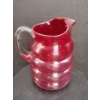 Image 1 : Vintage Ruby Glass Beehive Formed Pitcher, No Chipping