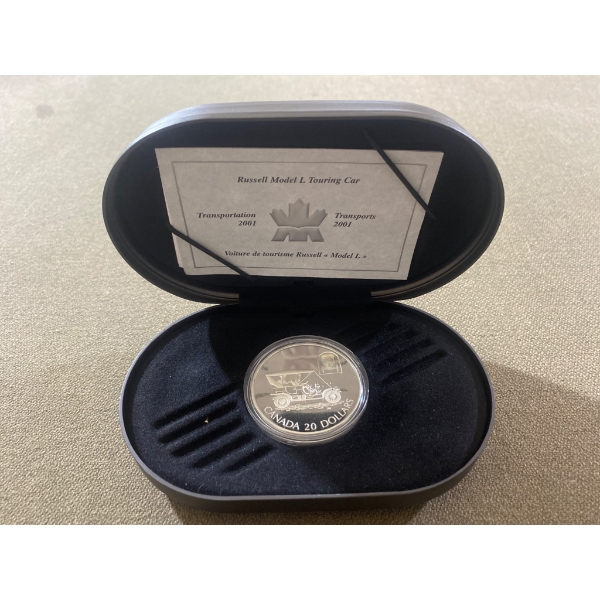 2001 Canada $20 Silver Coin Featuring Russell Model T Touring Car
