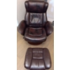 Image 1 : Faux Leather Swivel Chair & Ottoman (Some Wear & Tare)  35"w x 30"d x 41" tall