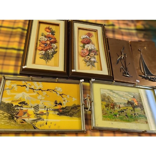 Flowers 3D Relief 11.5 x 20, Metal Art 7 x 16, Trays 20 x 12 (Can Also be Hung)