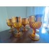 Vintage Retro 1960 Indiana Glass Diamond Point Amber Goblet set of 8 in great condition