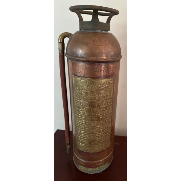 Vintage Brass & Copper Water Filled Guardene Fire Extinguisher From Early 20th Century 24"t