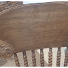 Image 3 : Vintage Carved Lion Head Rocking Chair w Leather Seat Insert & Spiral Spindles 25 w 31 d 36 h