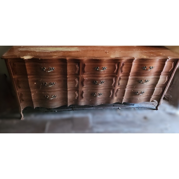Viscol Wooden Dresser 72 W, 18 D, 32 T w/ Mirror 63 X 35