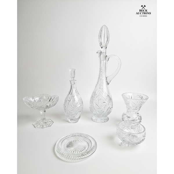 Vintage American Brilliant Cut Crystal Items, Decanter 18IN.
