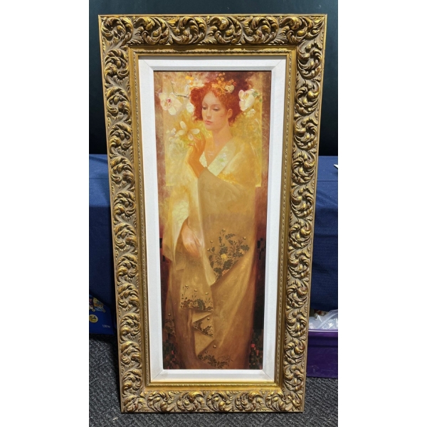Felix Mas Autumn Giclee Print with Hand Embellishment Artist Proof 43/65, 41Hx15W