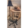 Image 1 : Metal and Glass Table 24 Diameter, 21 T with Lamp 31 T and Bamboo Side Table 21 W, 17 T