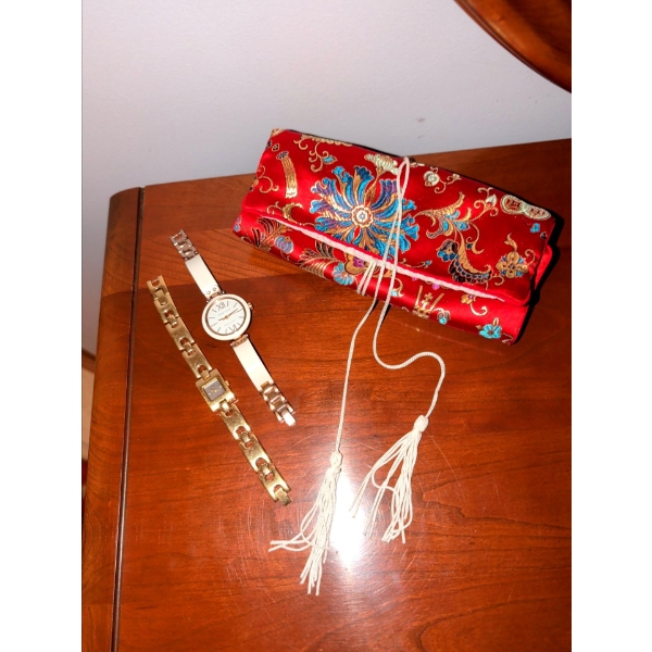 Anne Klein Watches and Chinese Silk Brocade Pouch