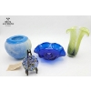 Image 1 : Dark Blue Art Glass Bowl, Teleflora Speckled Art Glass Vase, Hand-Blown Glass Vase ,Decorative Plate