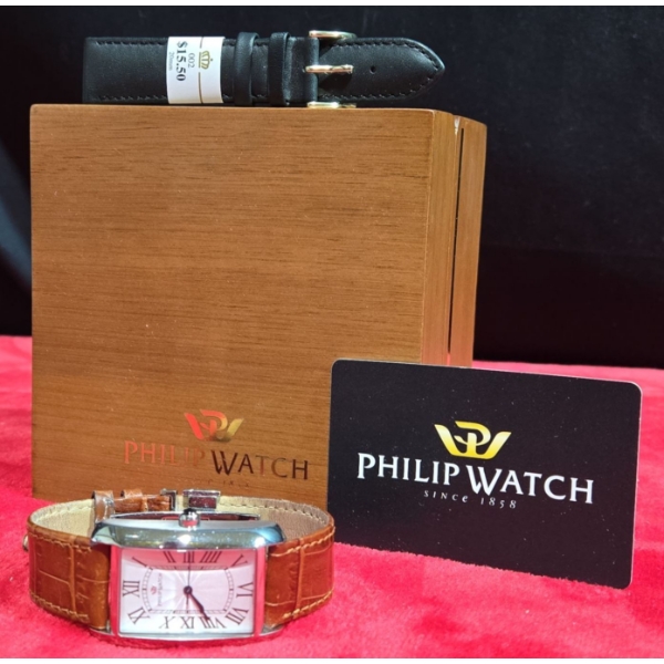 Philip Quartz Movement Watch on Leather Band with Box and Papers