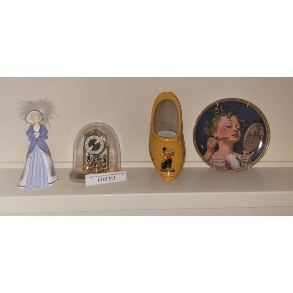 West Germany-Made Decorative Mantle Clock with Rotating Figures and Dome