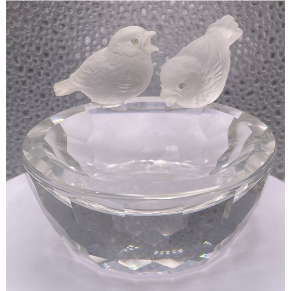 Swarovski Crystal Birds on A Bird Bath