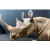 Image 2 : "African Thunder " Fine Porcelain Rhino on Wood Base