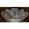Image 1 : Clear Pressed Glass Scalloped Bowl with Ornate Pattern