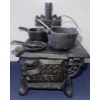 Image 5 : Miniature Cast Iron Wood Burning Stove Copper Cooker Greek Vase & Pair Of Trinket Boxes