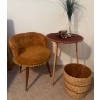 Image 1 : Mid Century Decor - Velour Pom Pom Chair 22T w/ Side Table Large Blanket Basket & More 