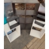 Image 1 : Cubby Shelves: Largest: 24 W, 11.5 D, 36 T, White Square: 18.5 W, 10 D, 13.5 T, Black 9 W, 4 D, 9 T 