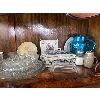 Image 1 : Blue Carnival Glass Pitcher, Glass Servers
