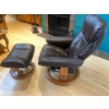 Image 4 : Norwegian Leather Chair & Footrest Stressless by Ekhornes, Norway, genuine leather and teak